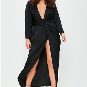 ASOS plus black split maxi dress